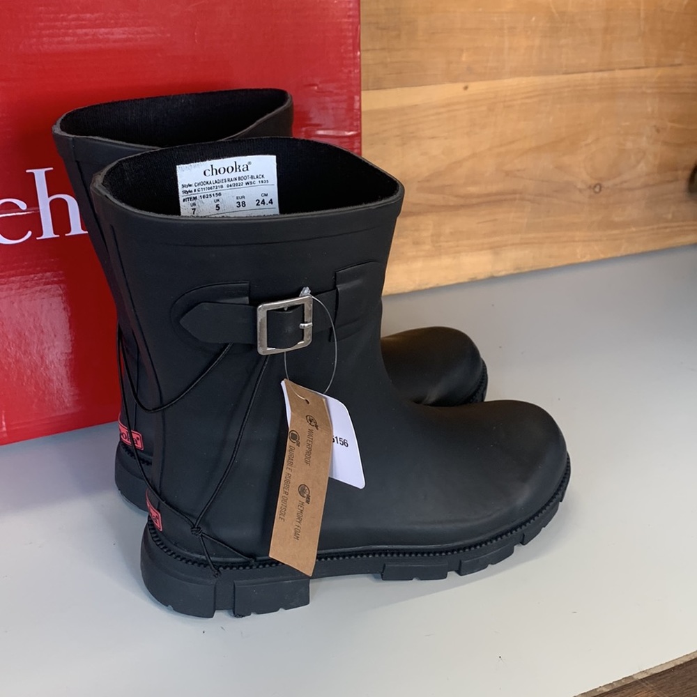 Brand New- NWT Women’s Chooka Rain Boot Waterproof Memory Foam Black - Picture 6 of 6